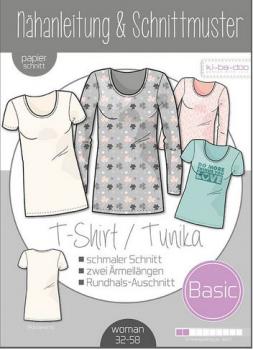 Papierschnittmuster -  Basic T-Shirt / Tunika - Damen - Kibadoo